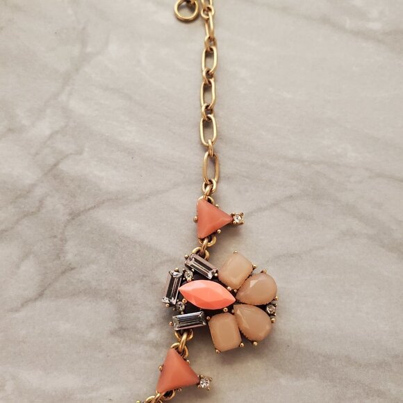 ✨ J.Crew Orange Touple Rhinestones Crystals Cluster Statement Necklace ✨ - Picture 4 of 15